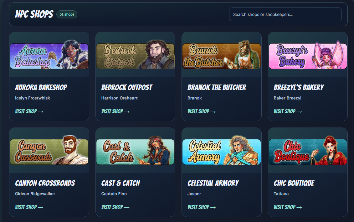 Santae’s updated NPC shop directory